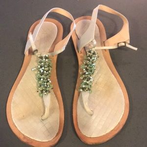 Mint green Donna Karan Sandals with Beads